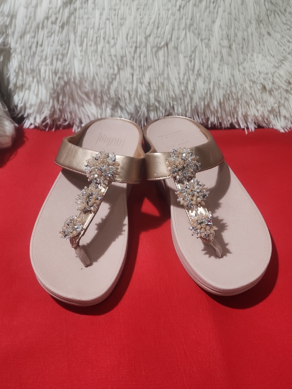 Fitflop FINO Bead-Cluster Metallic Toe-Post Sandals